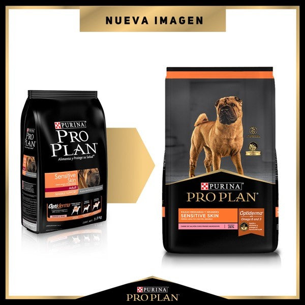 Purina® Pro Plan® Sensitive Skin Puppy Todas las Razas, Alimento Seco OptiDerma Salmón, bulto de 3kg
