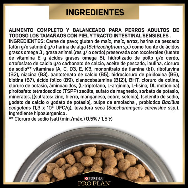 PURINA ®PRO PLAN® SENSITIVE SKIN AND STOMACH PERRO TODAS LAS RAZAS 10. 0 KG