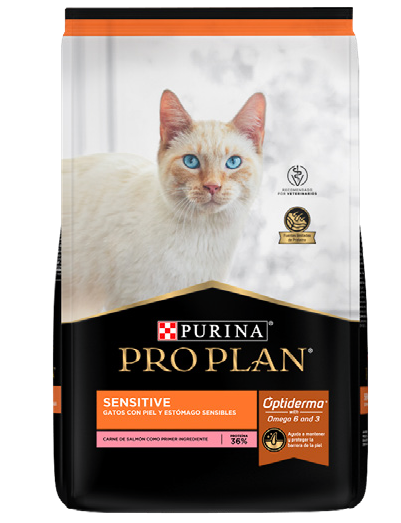 Purina® Pro Plan® Gato Sensitive, Alimento Seco OptiDerma Salmón, bulto de 3kg